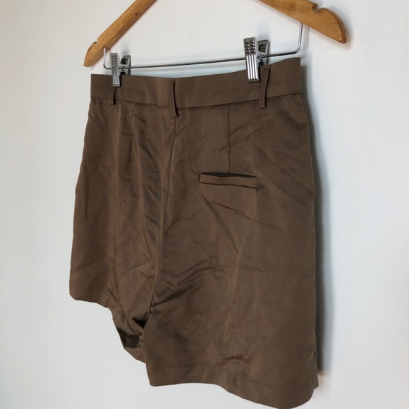 Almina Concept High Waisted Pleated Olive Khakhi Shorts Tencel Blend Size 6 - Picture 6 of 9